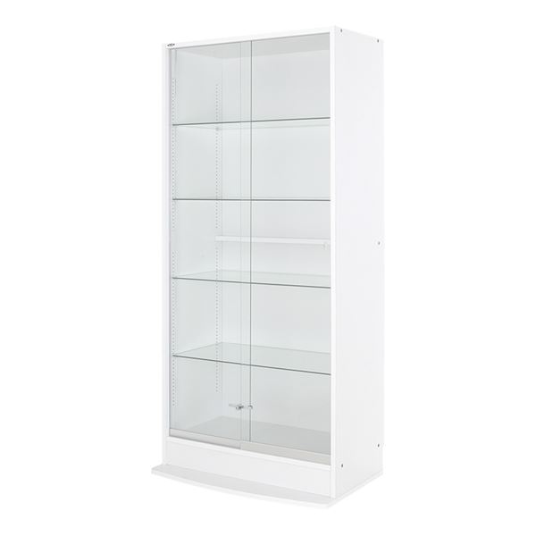 コレクションケース/収納棚 【ワイド 引き戸ハイタイプ 本体 奥行39cm ホワイト】 幅83.1cm 強化ガラス扉 棚板 【組立品】【代引不可】 [21]