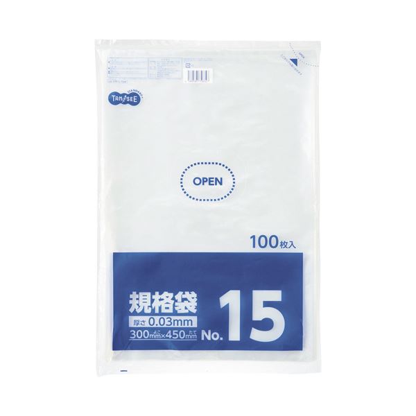 （まとめ）TANOSEE 規格袋 15号0.03×300×450mm 1パック（100枚）【×10セット】[21]