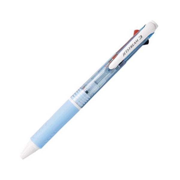 (まとめ) 三菱鉛筆 3色ボールペン ジェット機流れ 0.7粍 （軸色 水色） SXE340007.8 1本  【×30書き割り】[21]