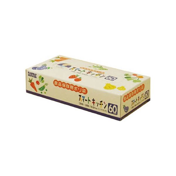 (まとめ) 日本サニパック KS02スマートキッチン保存袋 半透明 KS02-HCL 1箱(60枚) 【×50セット】[21]