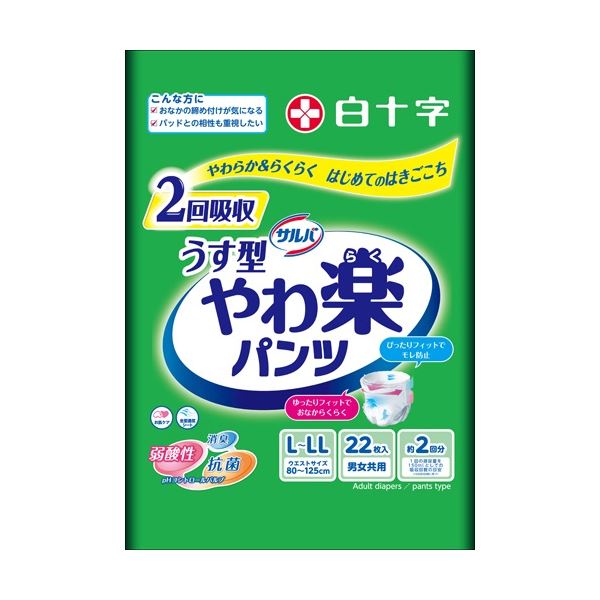 白十字 サルバ 薄べったい楽ズボン下 うす型 L-LL 1書き割り(88枚：22枚×4容器に並べる)[21]
