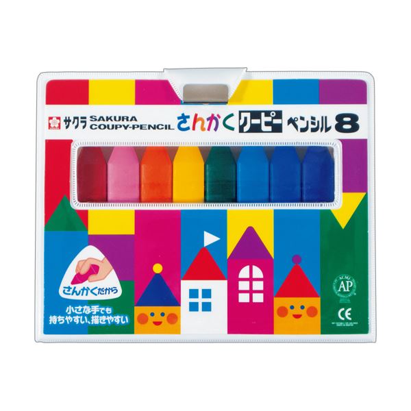 (まとめ) サクラクレパス さんかくクーピーペンシル8色（各色1本） FYL8 1パック 【×10セット】[21]
