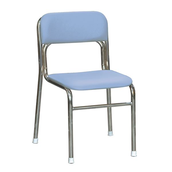 軽量 スタッキングチェア 【5脚セット ブルー×クロムメッキ 幅45cm 重さ4.5kg】 日本製 防汚仕様 スチール 『リブラ チェア』【代引不可】[21]