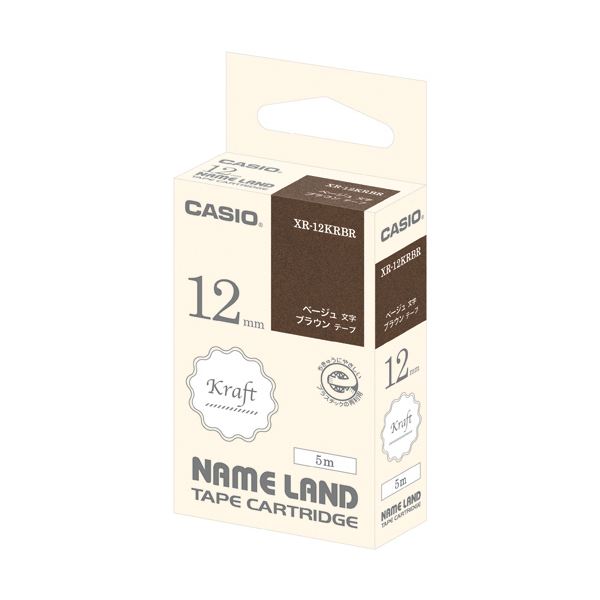 (まとめ) カシオ NAME LAND手工芸品磁気テープ 12粍 赤銅色/ベージュ文字記号 XR-12KRBR 1個 【×30書き割り】[21]