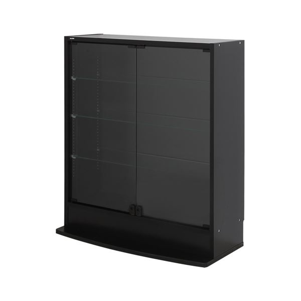 コレクションケース/収納棚 【ワイド ロータイプ 本体 奥行29cm ブラック】 幅83.1cm 強化ガラス扉 棚板 【組立品】【代引不可】 [21]