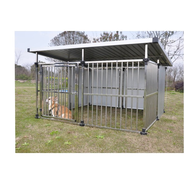 ドッグハウス DFS-M2 〔 1坪手合い 室外用 犬掘っ立て小屋 〕 大型犬 ステンレス鋼製 犬舎 愛玩動物装置 愛玩動物グッズ 精神的な統合品【代引不可】[21]