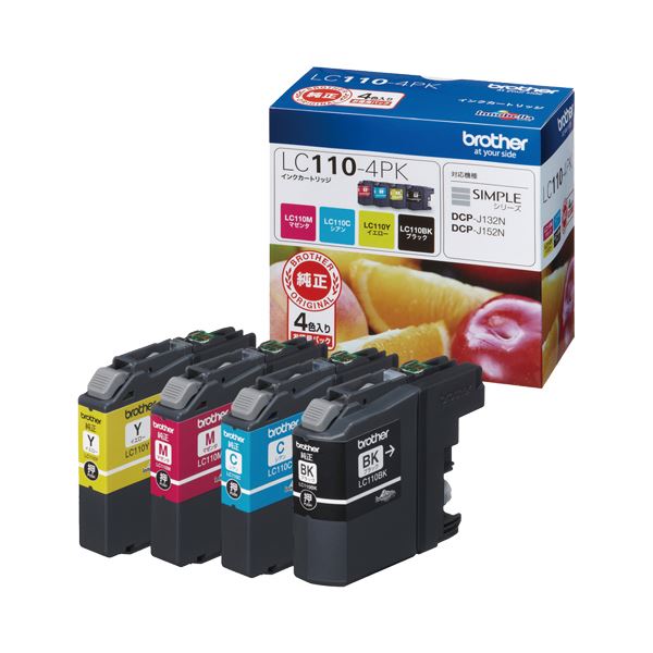 (まとめ) ブラザー BROTHER インクカートリッジ お徳用 4色 LC110-4PK 1箱（4個：各色1個） 【×10セット】[21] 31,732円