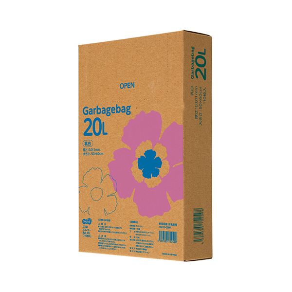 TANOSEE ゴミ袋エコノミー乳白半透明 20L BOXタイプ 1セット（2200枚：110枚×20箱）[21]