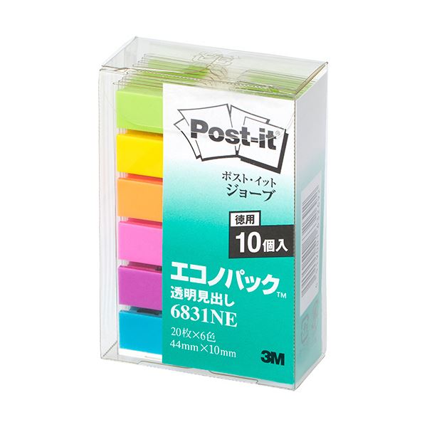 (まとめ) 3M 郵便受けイット ジョーブ エコノ容器に並べる 澄み切った肩書き 44×10粍 パステルカラー6色 お役目用容器に並べる 6831NE 1書き割り（60冊）  【×5書き割り】[21]