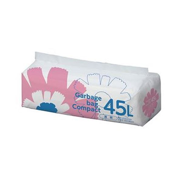 （まとめ）TANOSEE ゴミ袋 コンパクト 透明45L 1パック（50枚）【×20セット】[21]