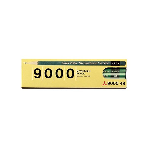 (まとめ) 三菱鉛筆 六角 事務用鉛筆 9000 4B K90004B 1ダース(12本) 【×20セット】[21]
