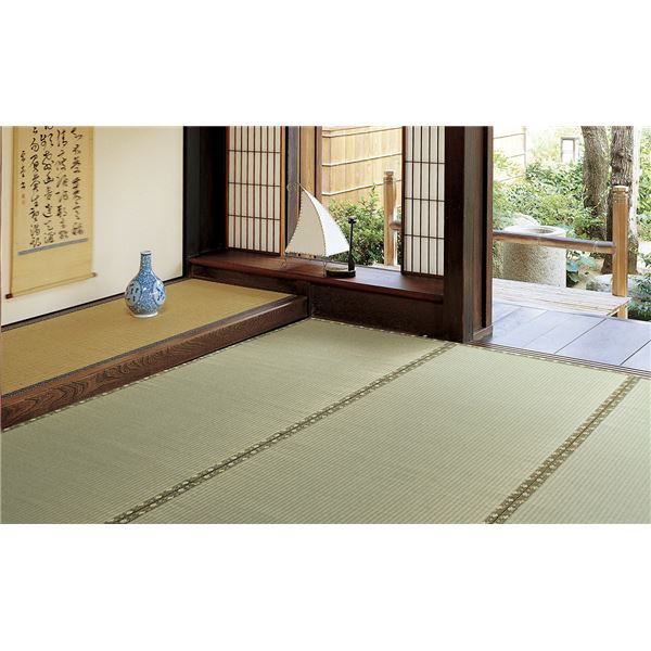 い草 引っ敷き 引っ敷き 本間 6帖 日本製 引目織 上敷き 琥珀色 こはく リビング 晩ご飯 引き越す うつり変わり【代引不可】 [21]