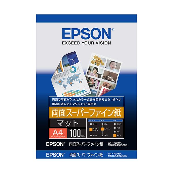 (まとめ) エプソン 両面スーパーファイン紙 A4KA4100SFD 1冊(100枚)  【×5仕掛ける】[21]
