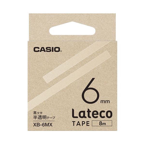 （まとめ）カシオ計算機 ラテコ専用テープXB-6MX 半透明に黒文字（×10セット） [21]