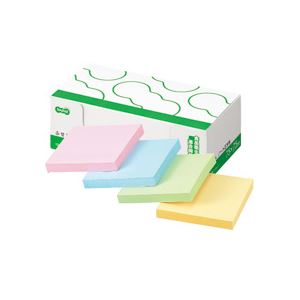 (まとめ) TANOSEE ふせん 万覚え帳四角四面 75×75粍 4色 1容器に並べる（10冊）  【×10書き割り】[21]