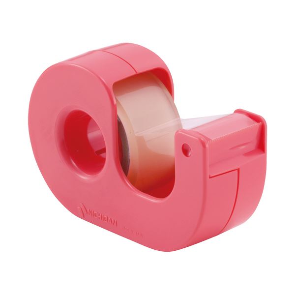 （まとめ）ニチバン セロテープ（まっすぐ切れるタイプ） 小巻カッター付 18mm×8m レッド CT-18DCR 1個 【×50セット】[21]