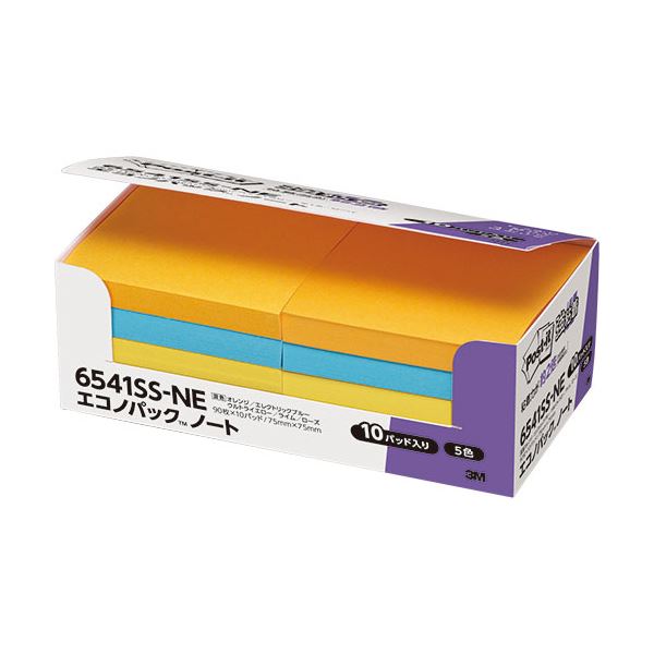 (まとめ) 3M 郵便受けイット エコノ容器に並べる 強ねばり着く万覚え帳 75×75粍 ネオン色つや5色 6541SS-NE 1容器に並べる（10冊）  【×5書き割り】[21]