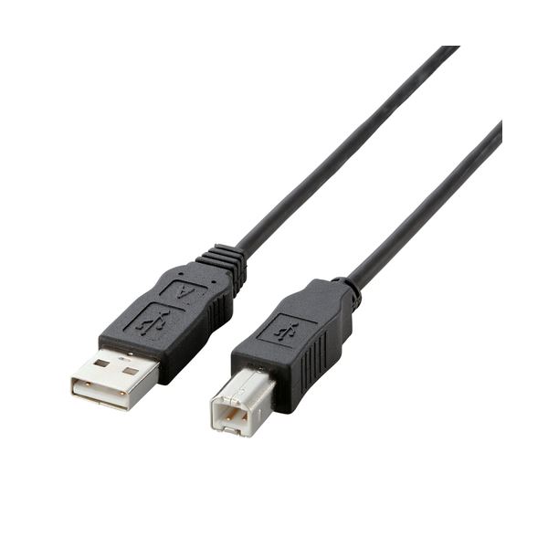 (まとめ) エレコム EU RoHS申し付ける標準尺度周囲の状況相応うUSB2.0有線テレビ (A)雄-(B)雄 黒いこと 1.5m USB2-ECO15 1本 【×30書き割り】[21]