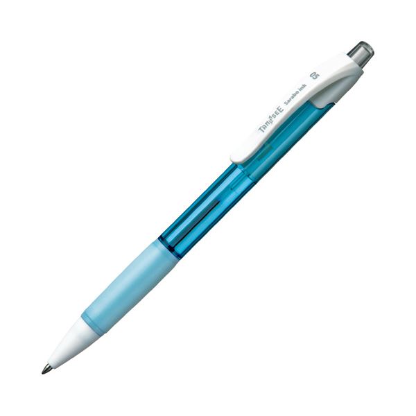(まとめ) TANOSEE ノック式油性ボールペン（なめらかインク） 極細 0.5mm アクアブルー（インク：黒） 50本 【×10セット】[21]