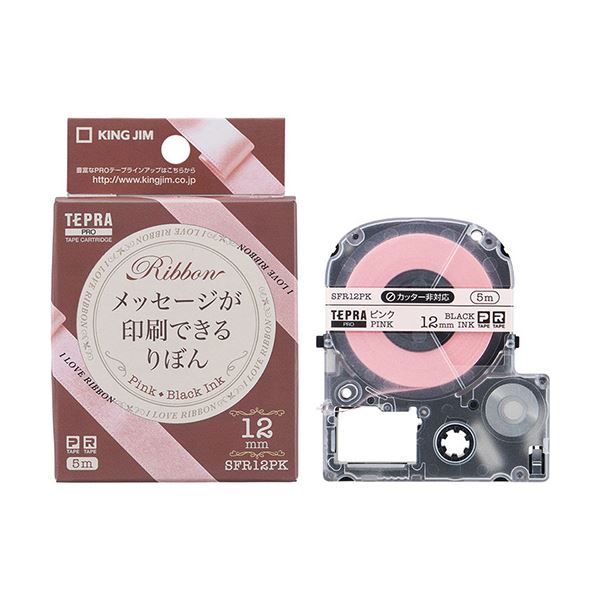 (まとめ) 第一人者体育館 テプラ PRO 磁気テープ薬莢 りぼん 12粍 サクラ色／黒文字 SFR12PK 1個  【×20仕掛ける】[21]