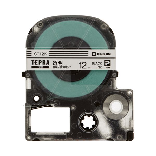 （まとめ） キングジム テプラPROテープ ST12K 透明に黒文字 12mm【×10セット】 [21]