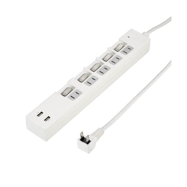 5個書き割り YAZAWA 個別取り替えっこ付5AC2USB3.4A2m 白いこと Y02KS752WH2UX5[21]