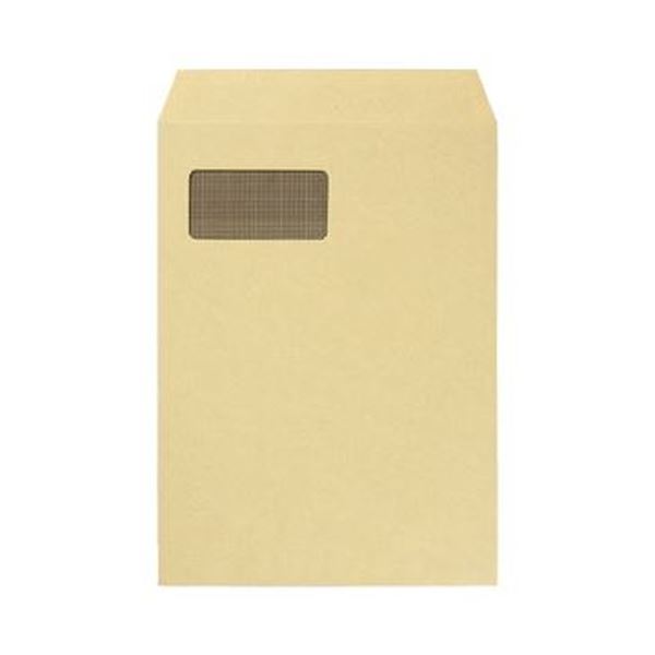 （まとめ）TANOSEE 窓付封筒 裏地紋付 A4テープのり付 85g/m2 クラフト（窓：グラシン紙）1パック（100枚）【×5セット】[21]