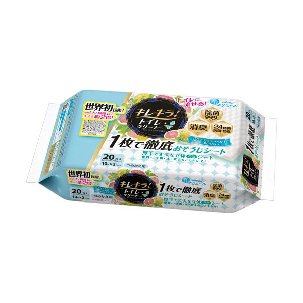 （まとめ）大王製紙 エリ叫び泣き キレキラ！シトラスミントの芳ばしさ つめかえ用 1容器に並べる（20枚）【×20書き割り】[21]