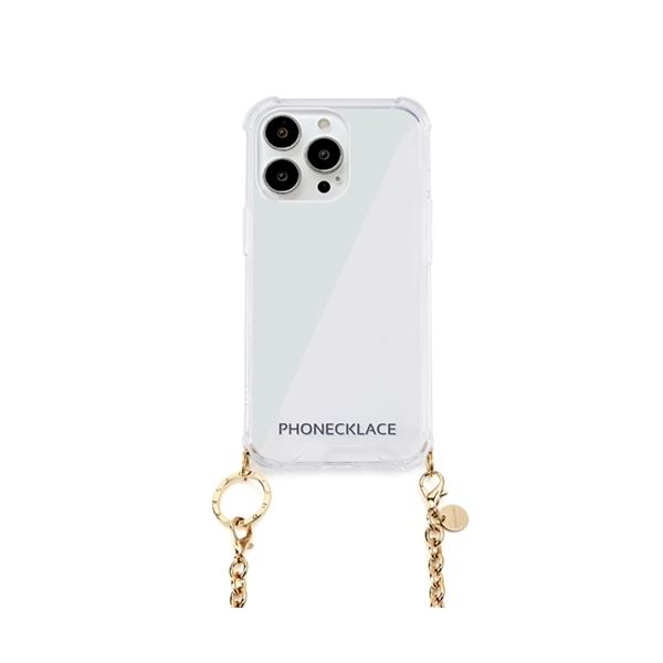 PHONECKLACE チェーンショルダーストラップ付きクリアケース for iPhone 13 Pro ゴールド PN21602i13PGD [21]