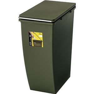 ゴミ箱 ダストボックス 幅20.3×奥行38.4×高さ43cm 20L グリーン 10個セット フタ付き スリムコンテナ キッチン 店舗[21]