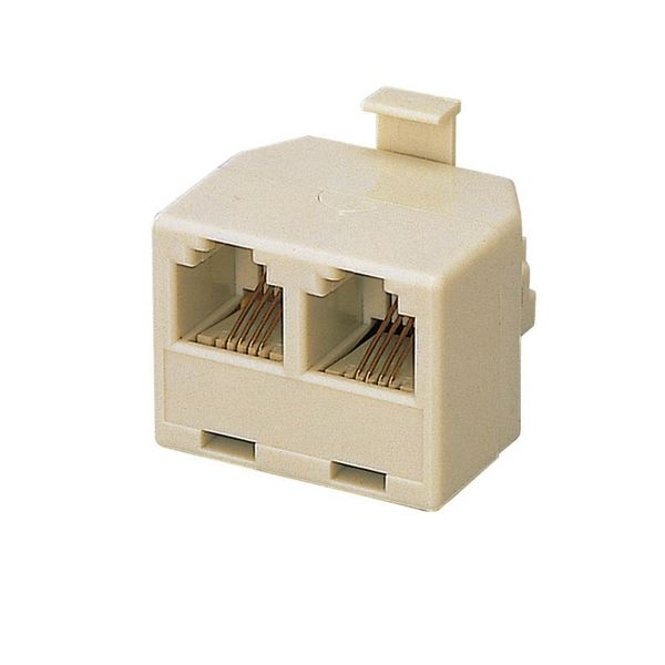(まとめ) エレコム モジュラ2分かちあうアダプター 6極4芯 ベージュ AD-MJTBE 1個  【×30書き割り】[21]