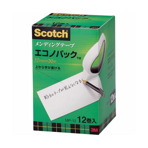 (まとめ) 3M スコッチ メンディングテープ エコノパック 大巻 12mm×30m 紙箱入 業務用パック MP-12 1パック（12巻） 【×5セット】[21]