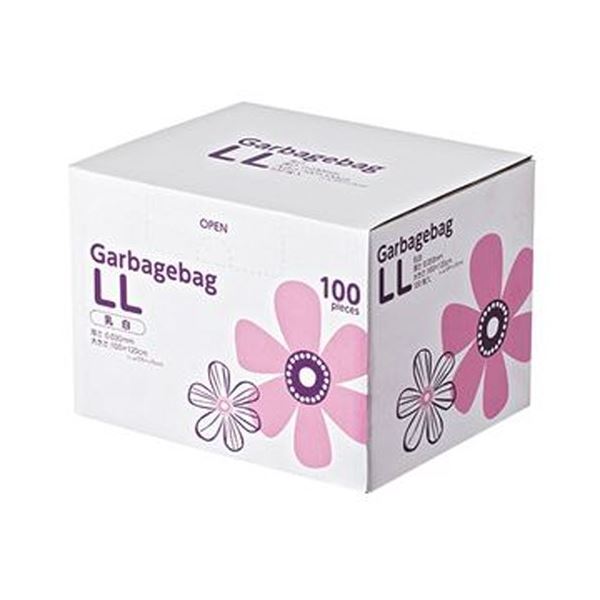 （まとめ）TANOSEE 丸底耳付ゴミ袋乳白半透明 LL BOXタイプ 1箱（100枚）【×3セット】[21]