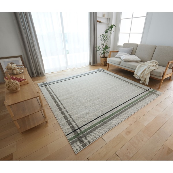 洗える ラグマット/絨毯 【約190×190cm アイボリー】 防ダニ ホットカーペットカバー対応 コルネラグ フェネートル 日本製 スミノエ【代引不可】[21]