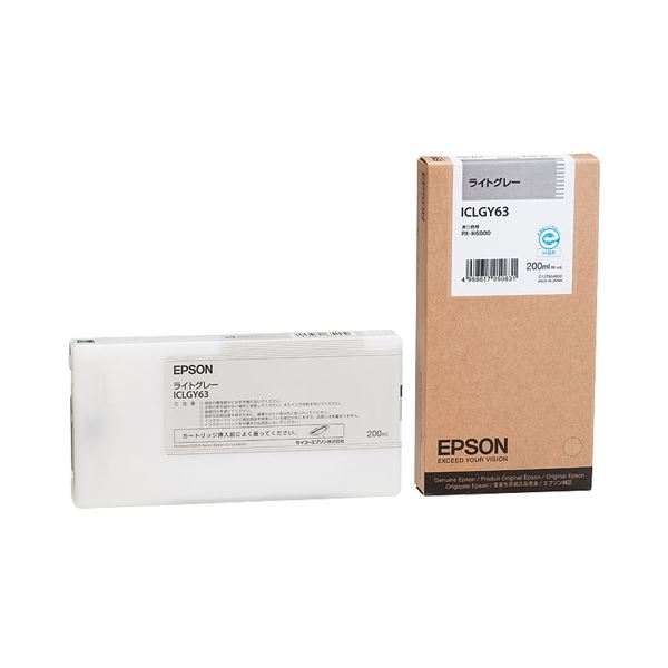 （まとめ） エプソン EPSON インクカートリッジ ライトグレー 200ml ICLGY63 1個 【×3セット】 [21]