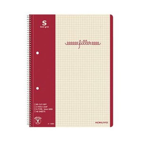 （まとめ）コクヨ フィラーノート（スパイラルとじ）B5 5mm方眼罫 40枚 ス-10SN 1セット（10冊）【×10セット】[21]