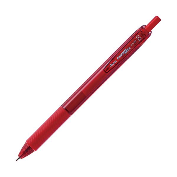 （まとめ）ぺんてる ゲルインキボールペン エナージェルエス 0.3粍 赤 BLN123-B 1書き割り（10本） 【×10書き割り】[21]