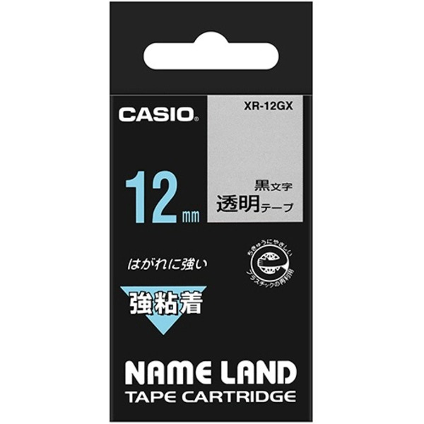 (まとめ) カシオ CASIO 名まえ地びた NAME LAND 強ねばり着く磁気テープ 12mm×5.5m 澄み切った／黒文字 XR-12GX 1個  【×10仕掛ける】[21]