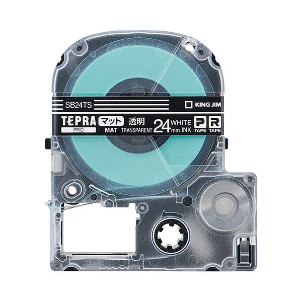 (まとめ) キングジム テプラ PRO テープカートリッジ マットラベル 24mm 透明／白文字 SB24TS 1個 【×10セット】[21]