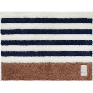 【40個セット】 ふわもこ バスマット/お風呂マット 【45×60cm ネイビーボーダー】 洗える 防滑加工 〔脱衣所 洗面所〕[21]
