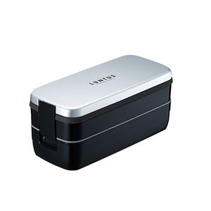 【40個セット】 弁当箱/ランチボックス 【2段 シルバー 640ml】 箸・バッグ付き レンジ・食洗器対応 『アスベル ランタスFL』[21]