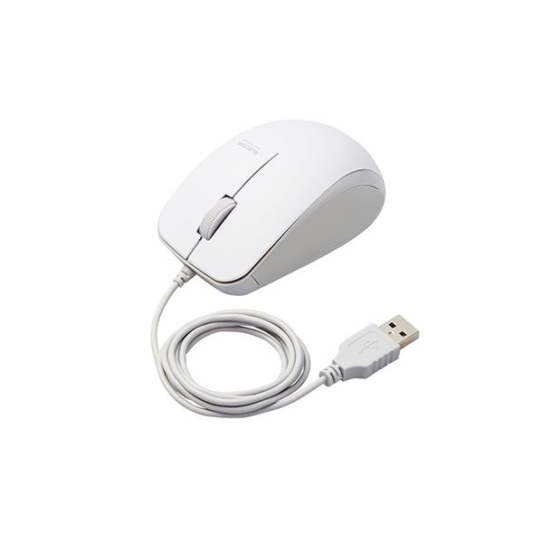 （まとめ） エレコム BlueLEDマウス/有線/3ボタン/サイドラバー/抗菌/ホワイト M-BL27UBKWH 【×3セット】[21]