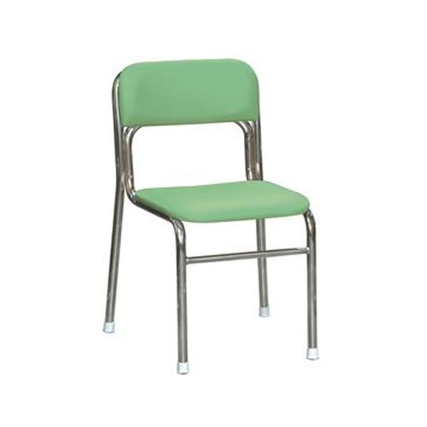 スタッキングチェア 幅45cm グリーン×クロムメッキ 重さ4.5kg 軽量 日本製 防汚 スチール 完成品 1脚販売 リビング 在宅ワーク【代引不可】[21]