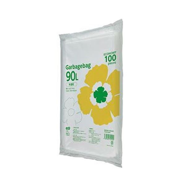 （まとめ）TANOSEE ゴミ袋エコノミー 半透明 90L 1パック（100枚）【×10セット】[21]