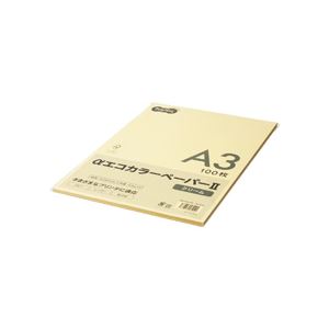 (まとめ) TANOSEE αエコカラーペーパーII A3 クリーム 少枚数パック 1冊（100枚） 【×10セット】[21]