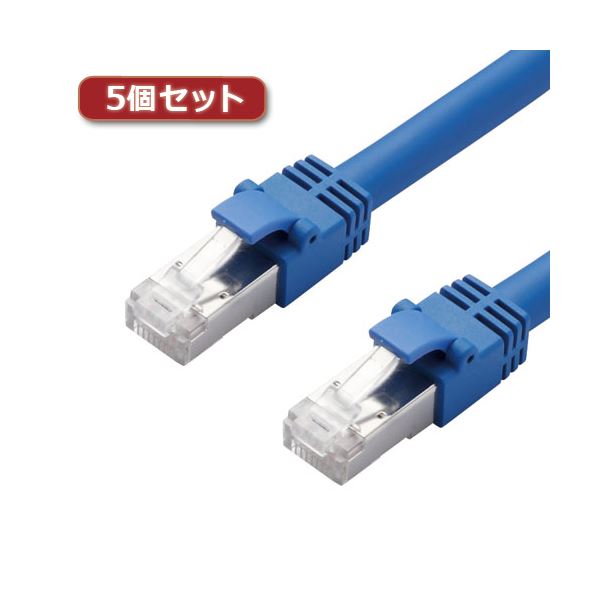5個書き割り エレコム ローカルエリアネットワーク有線テレビ/CAT7/5m/青碧 LD-TWS/BU5X5[21]