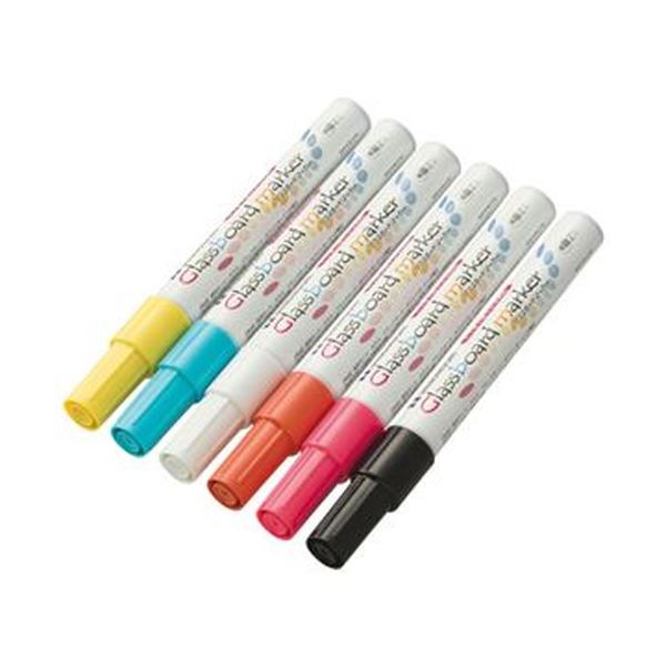 （まとめ）馬印 グラスボードマーカー 6色書き割りBGB-6なおなお書き 1容器に並べる【×10書き割り】[21]