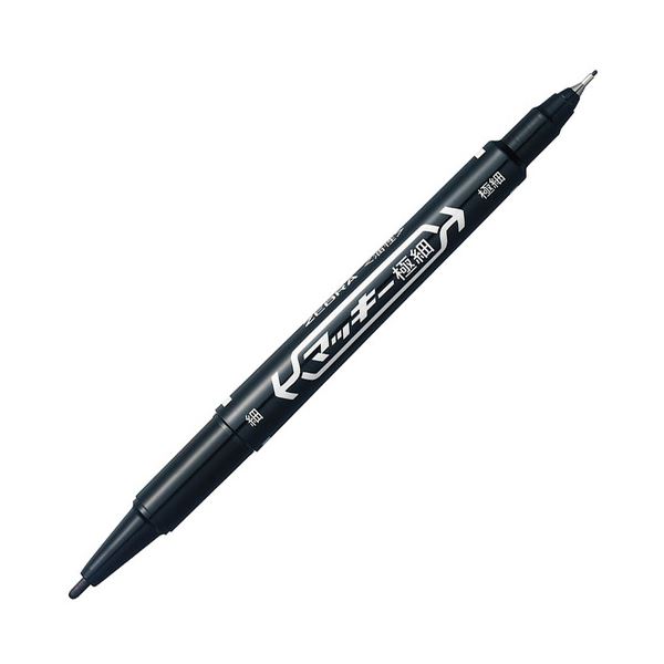 (まとめ) ゼブラ 油性目じるし マッキー極細 丸芯細字+極細 黒 MO-120-MC-BK 1書き割り(10本)  【×10書き割り】[21]