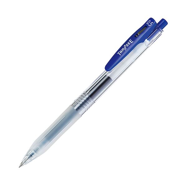 (まとめ) TANOSEE 殴りつける式ゲルインクボールペン（整理保存用具ゼムクリップ） 0.5粍 青 1本  【×300書き割り】[21]