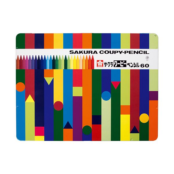 サクラクレパス クーピーペンシル60色（各色 1本）缶入 FY60 1缶[21]